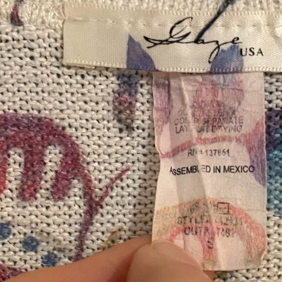 Gaze Knit Racerback T Back Tank/Sleeveless Top, Boho, Floral, Hummingbird, S - Picture 7 of 12